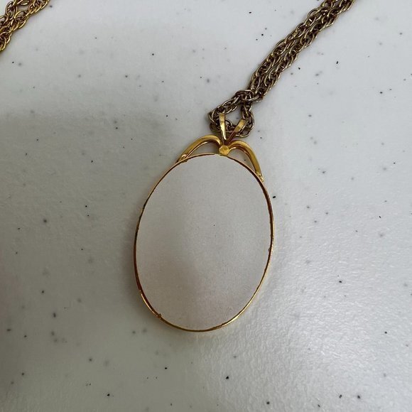 Boho Floral Necklace Pendant Reverse Painted Gold Tone Vintage‎ Hand Fairycore - Picture 7 of 9